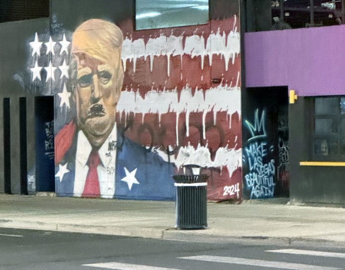 Donald Trump sur un mur à Las Vegas. © Münzenberg Medien, lieu et date de la prise de vue : novembre 2024 à Las Vegas, État américain du Nevada